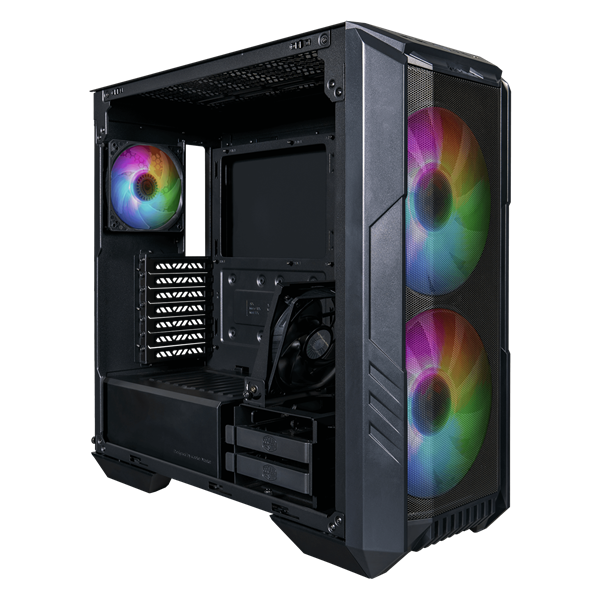 COOLER MASTER Ház Midi ATX HAF 500 ARGB + 4db Ventilátor, Tápegység nélkül, Üvegfalú, fekete (H500-KGNN-S00)